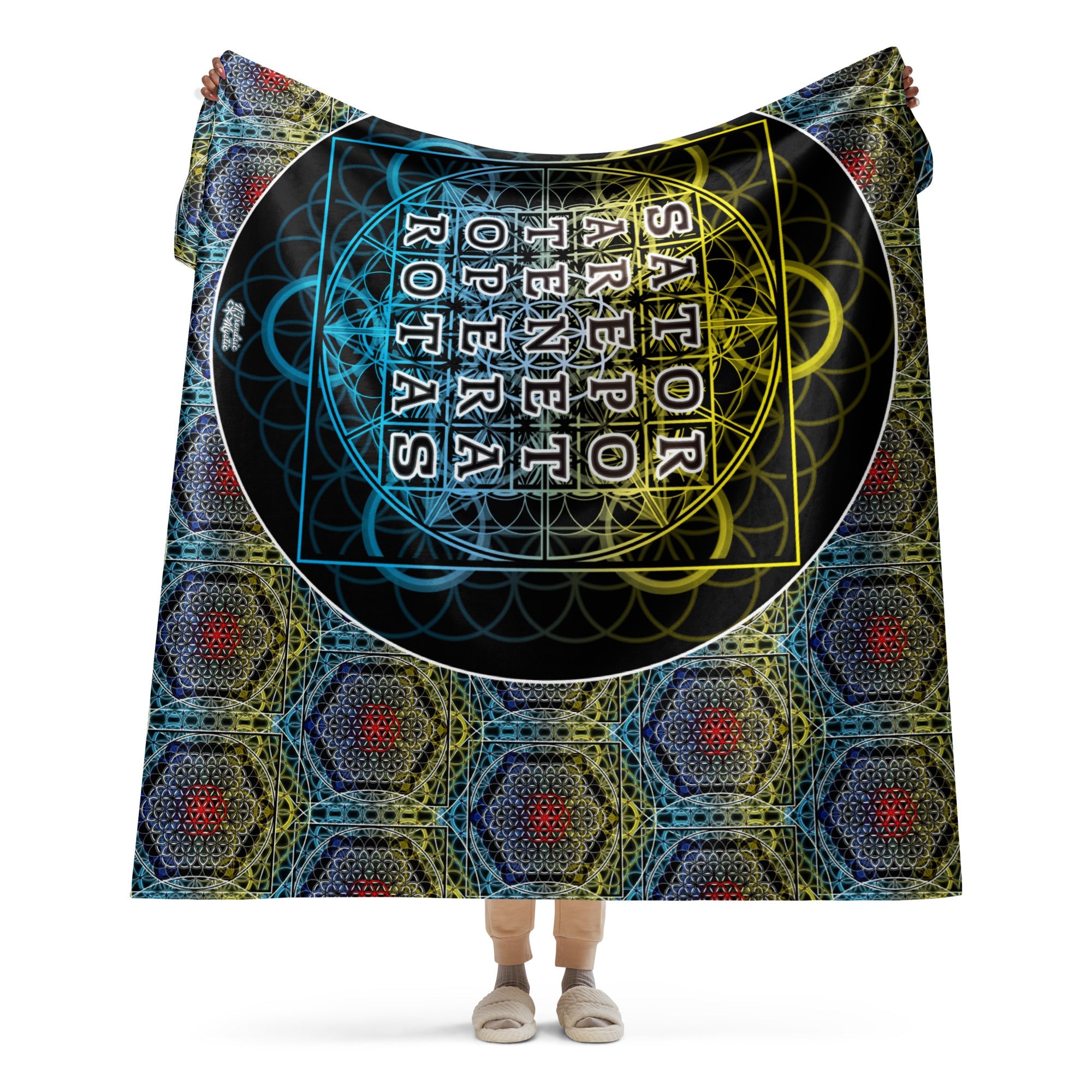 SATOR Square Sherpa Blanket | Sacred Geometry Comfort Grid | Sherpa blanket