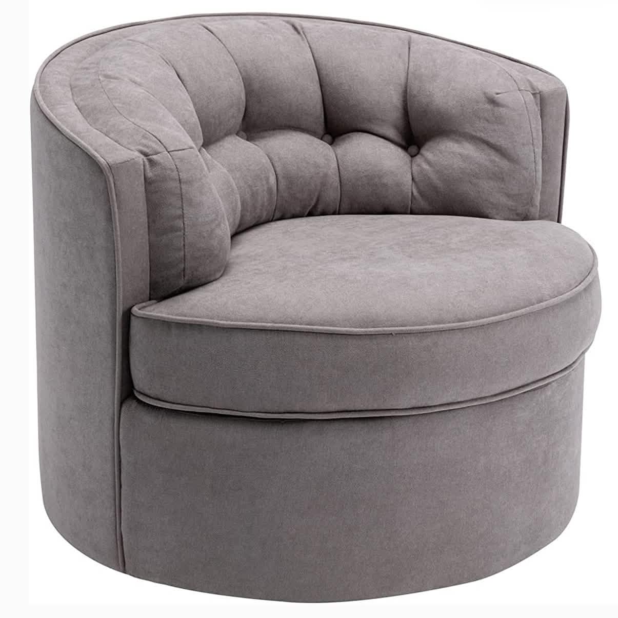 Swivel Accent Linen Fabric Bucket Reading Chair
