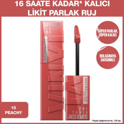 Maybelline New York Super Stay Vinyl Ink Liquid Lipstick - Long Lasting Peachy Shade, 16 Hour Wear