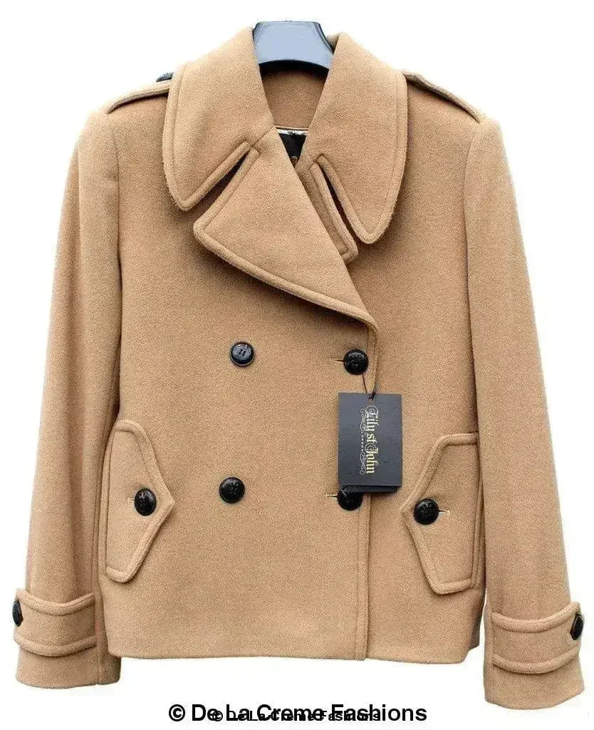 Harris Tweed Pea Coat - Wool Cashmere Blend | Femstylo