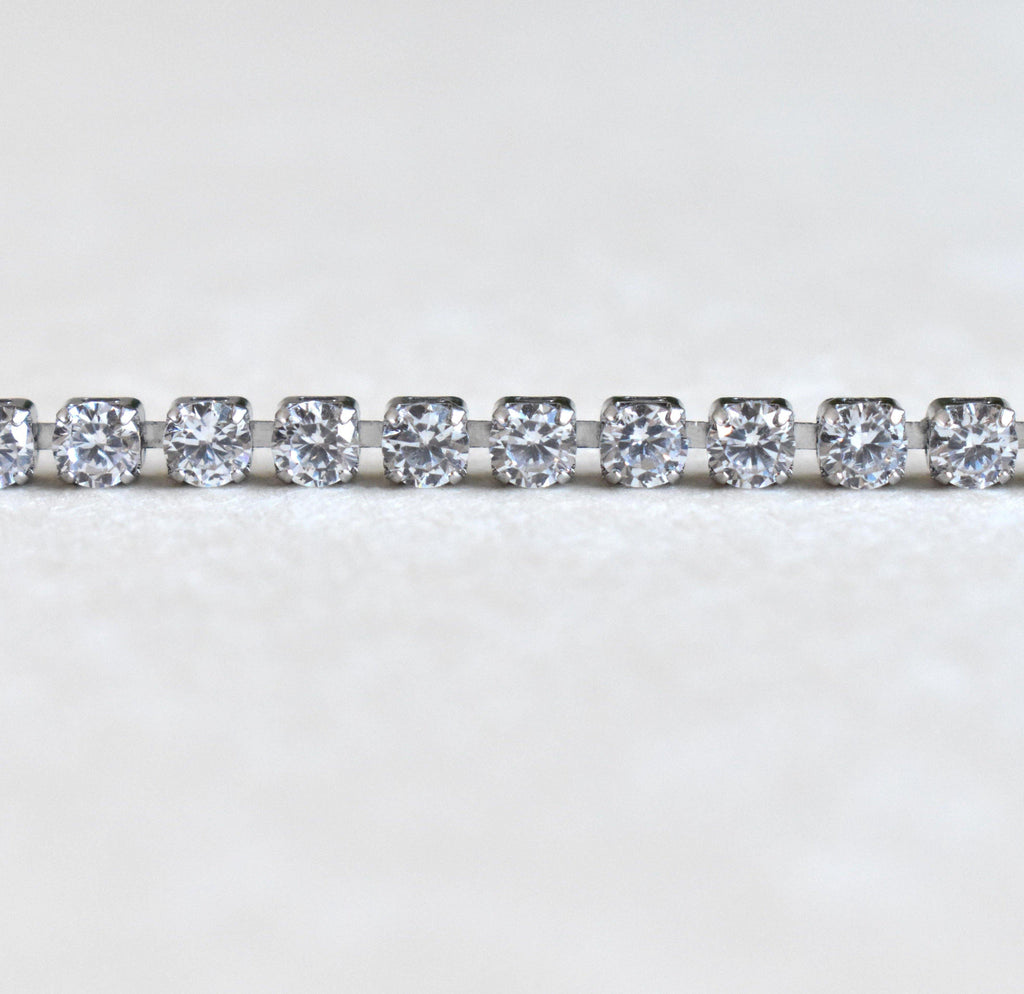 PARIS DAINTY CZ DIAMOND TENNIS BRACELET - SILVER