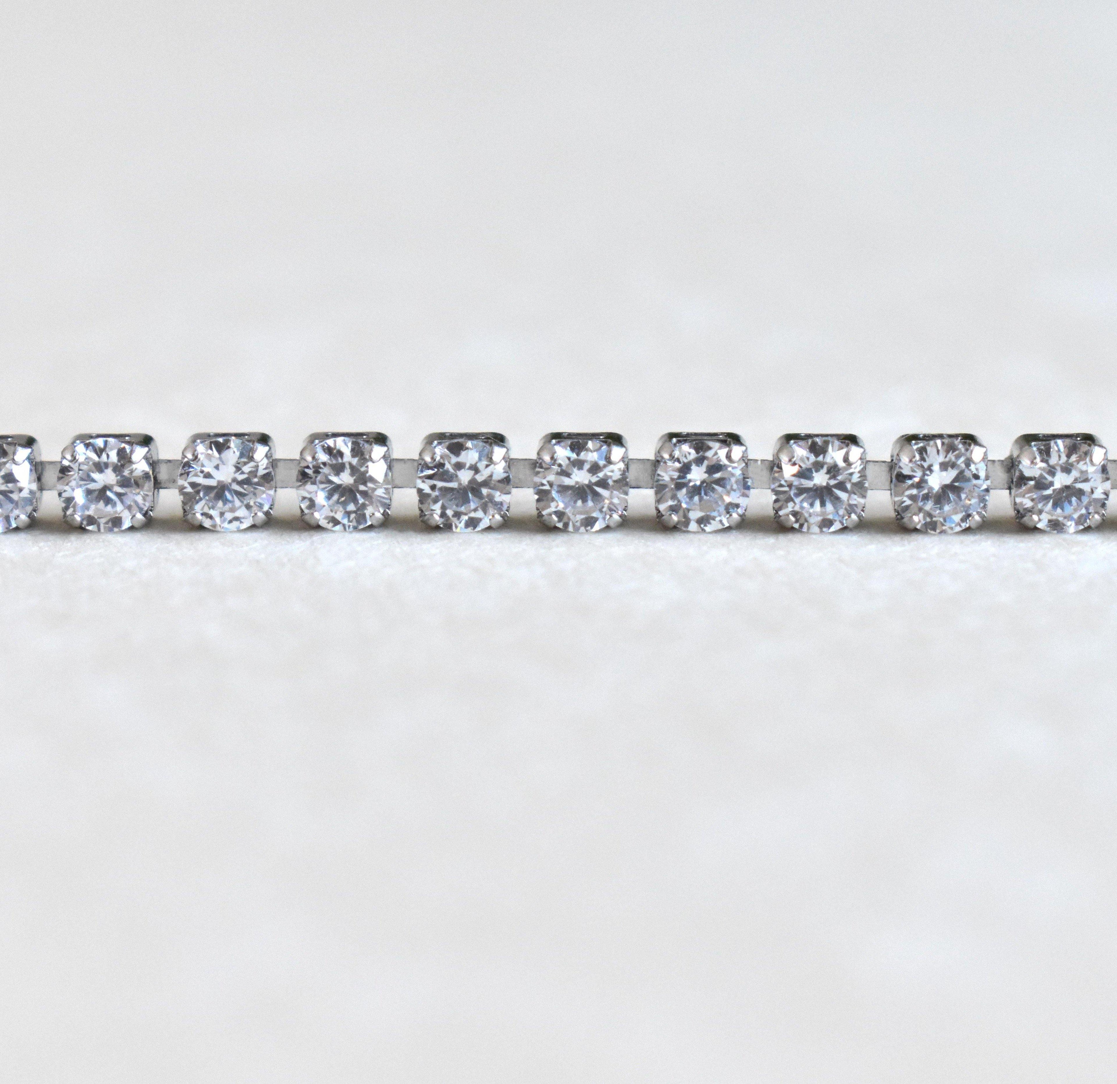 PARIS DAINTY CZ DIAMOND TENNIS BRACELET - SILVER