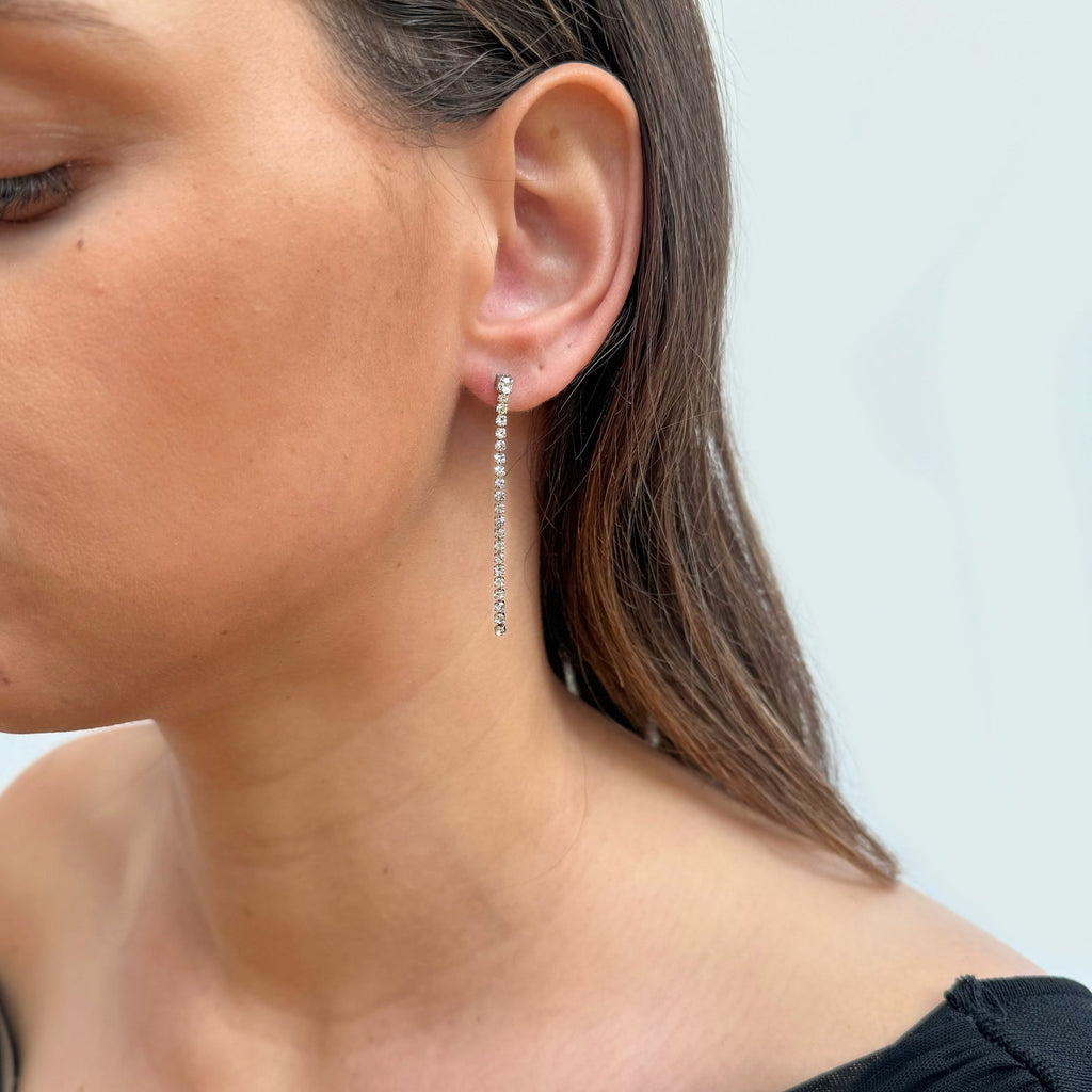 SKYLER SILVER TENNIS DROP EARRINGS