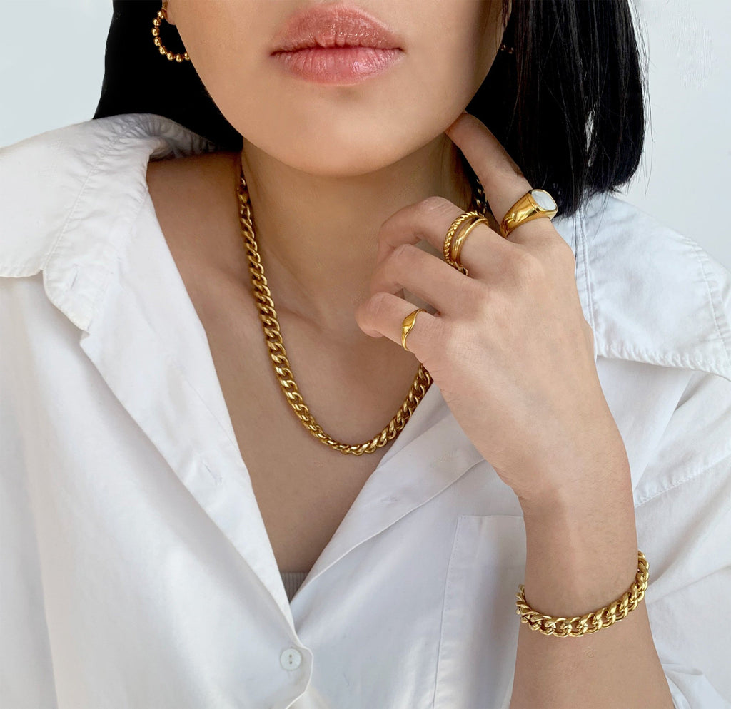 MASON GOLD  CUBAN CHAIN BRACELET