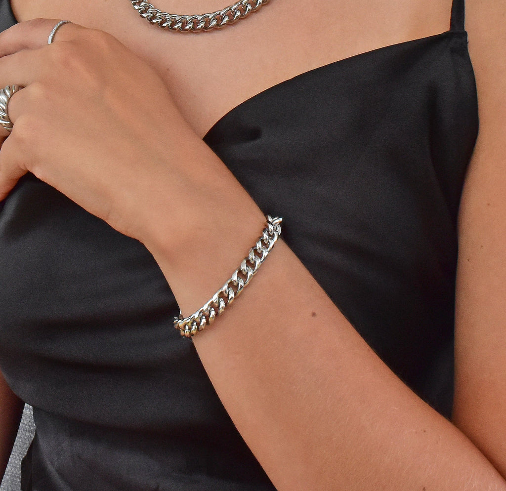 MASON SILVER CUBAN CHAIN BRACELET -  SILVER
