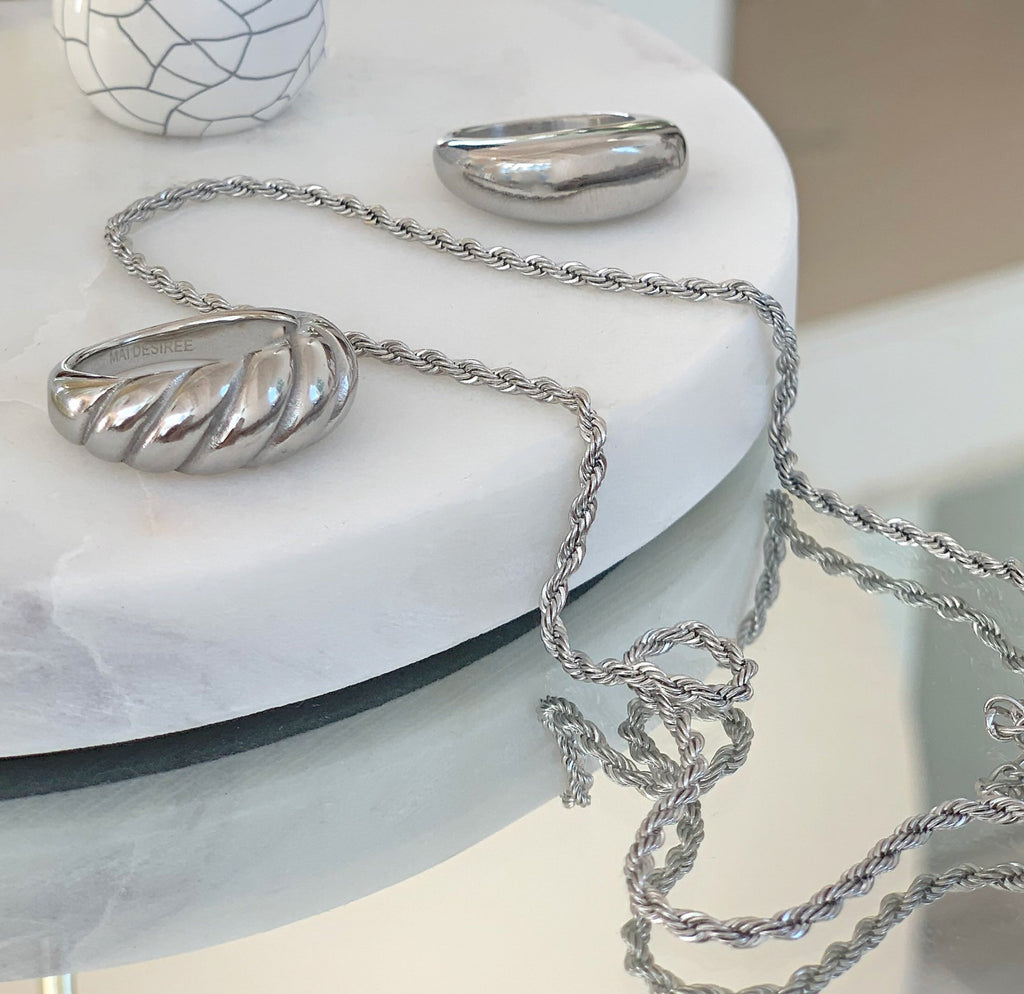 BILLIE THIN SILVER ROPE CHAIN NECKLACE