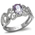 Stainless Steel Ring - Amethyst CZ & High Polish TK079 | Femstylo