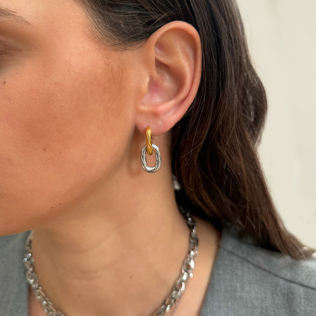 NOVA TWO TONED CHAIN EARRINGS