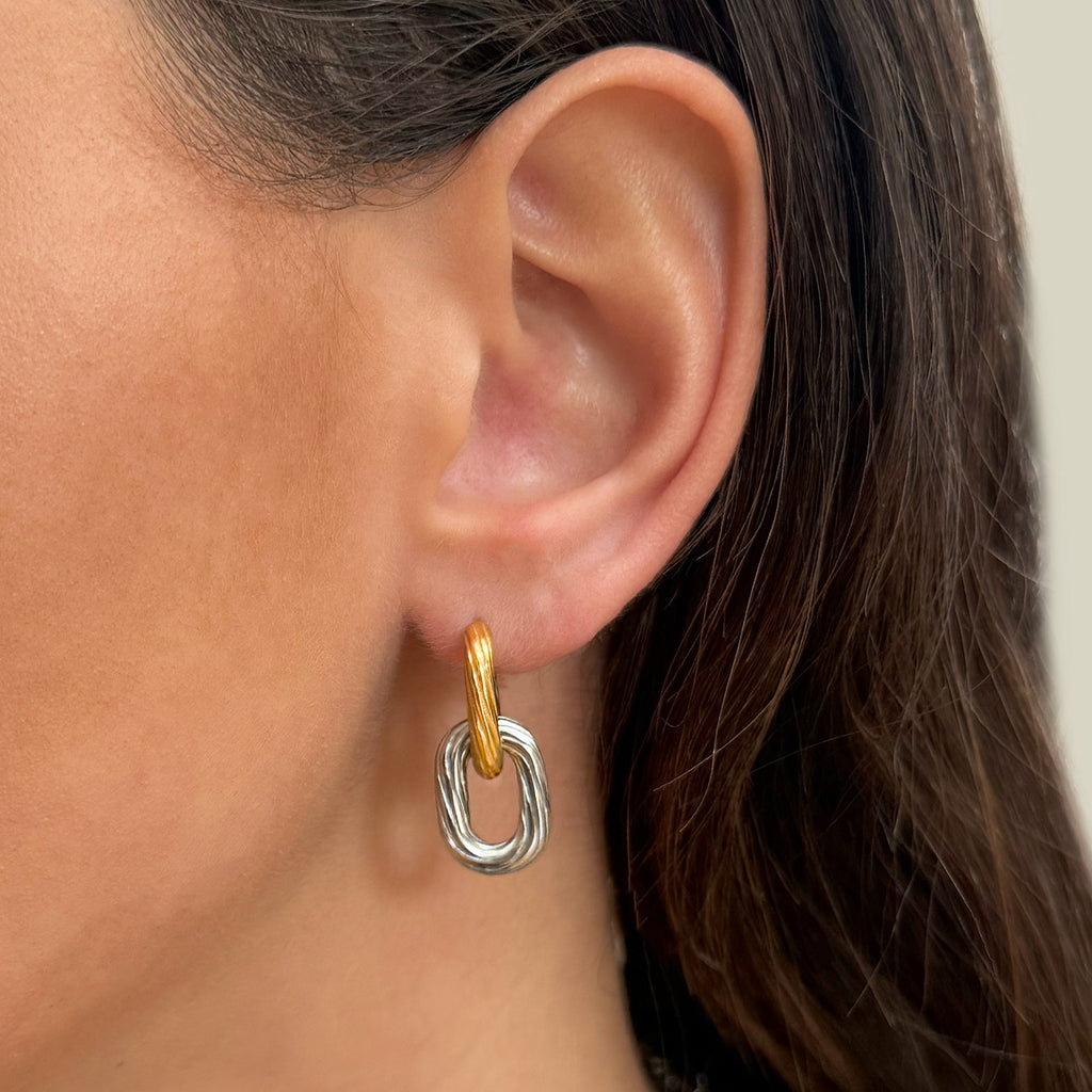 NOVA TWO TONED CHAIN EARRINGS