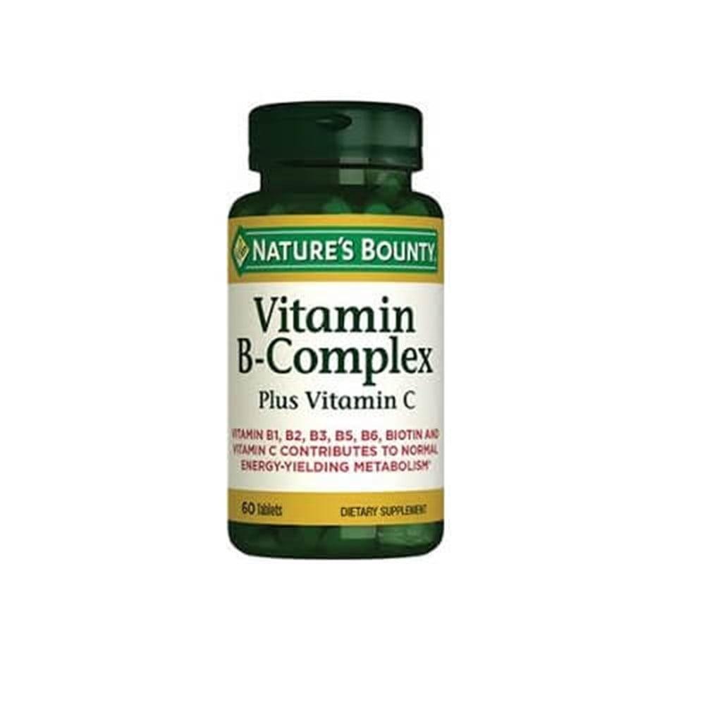 Nature's Bounty Vitamin B-Complex Plus Vitamin C Supplement - 60 Tablets - Immune System Support & Energy Boost