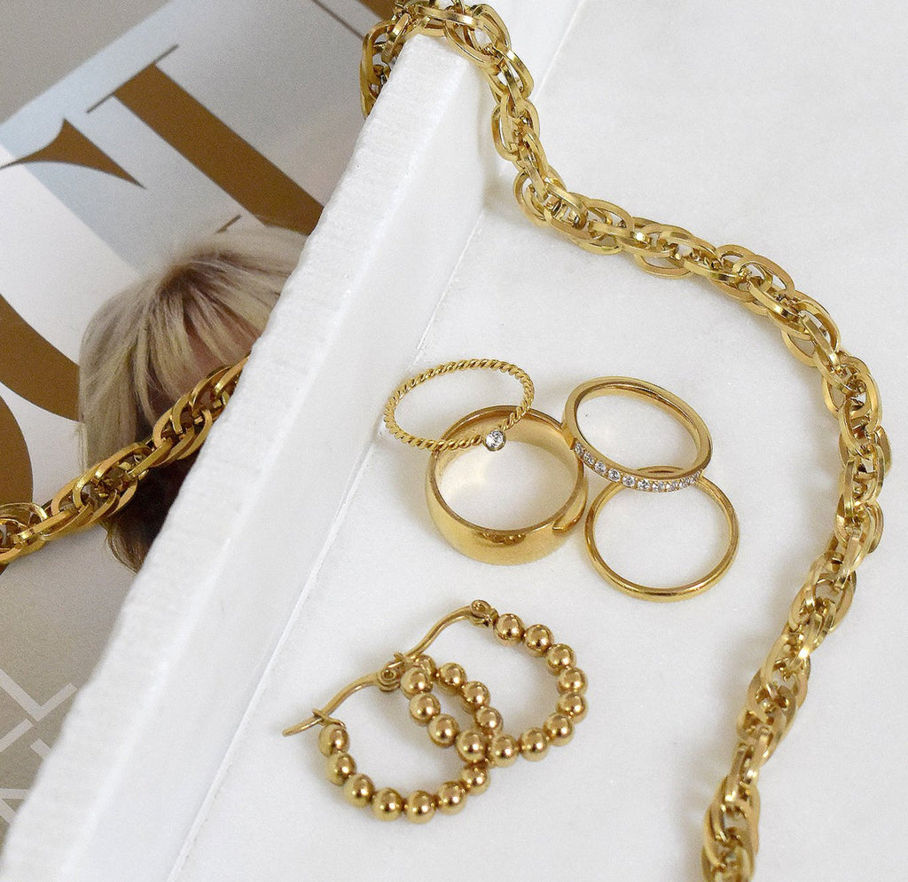 ROCCO SMALL GOLD BEADED HOOP EARRINGS