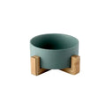 Minimalist Matte Ceramic Bowl Set with Wooden Stands