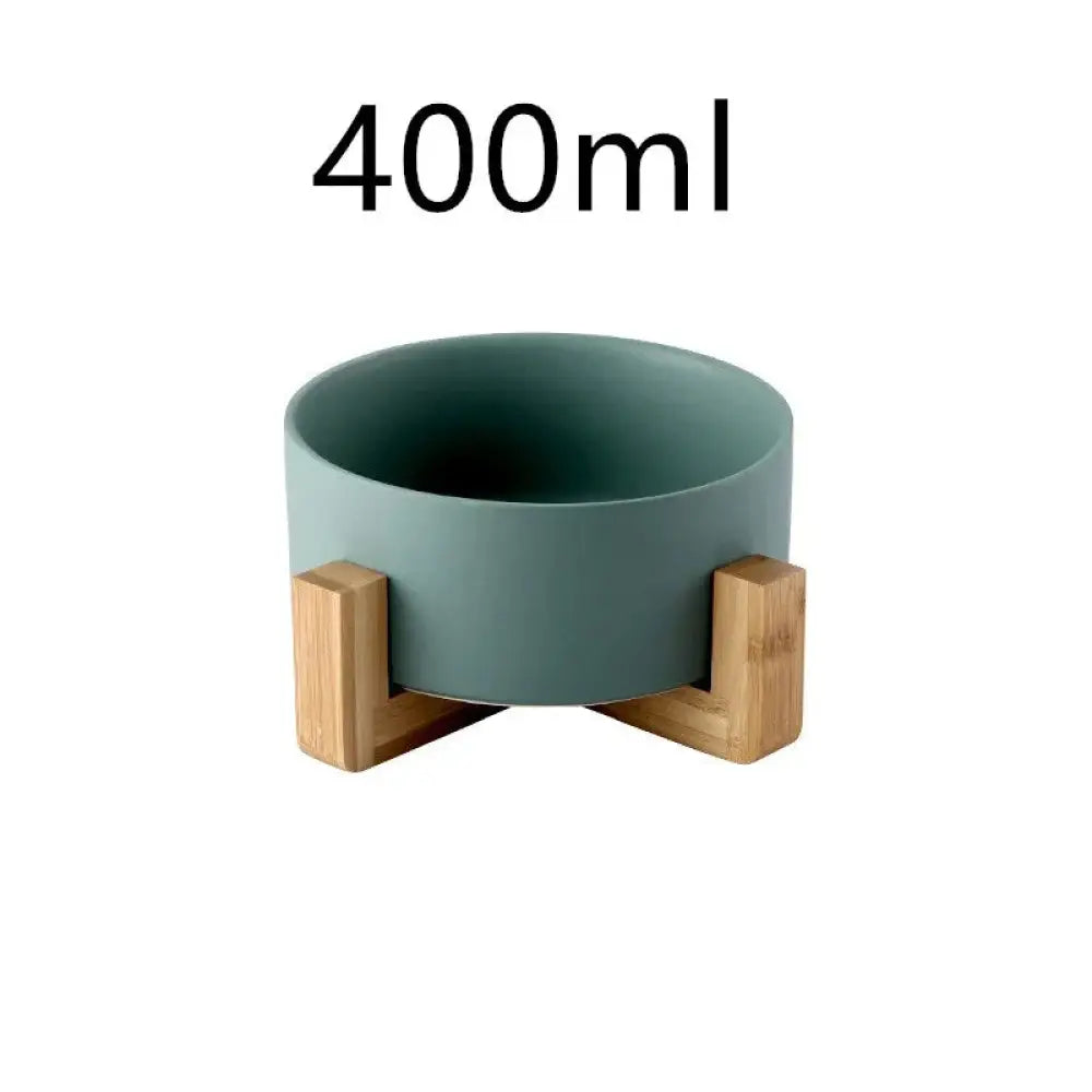 Minimalist Matte Ceramic Bowl Set with Wooden Stands