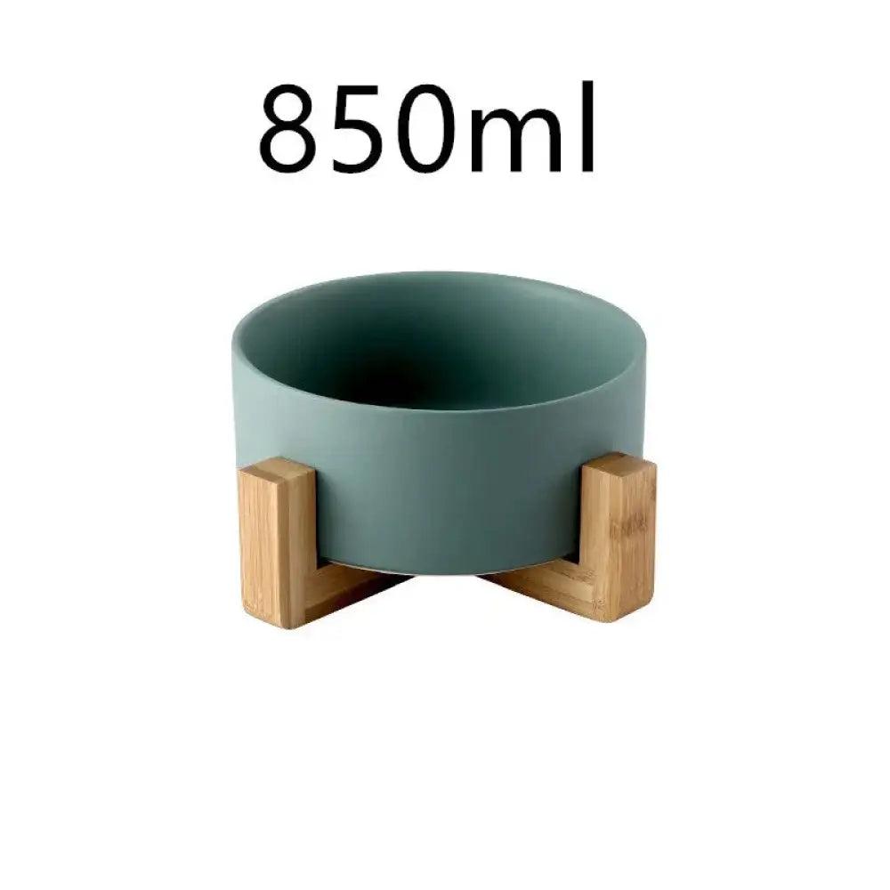 Minimalist Matte Ceramic Bowl Set with Wooden Stands