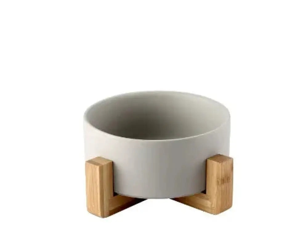 Minimalist Matte Ceramic Bowl Set with Wooden Stands