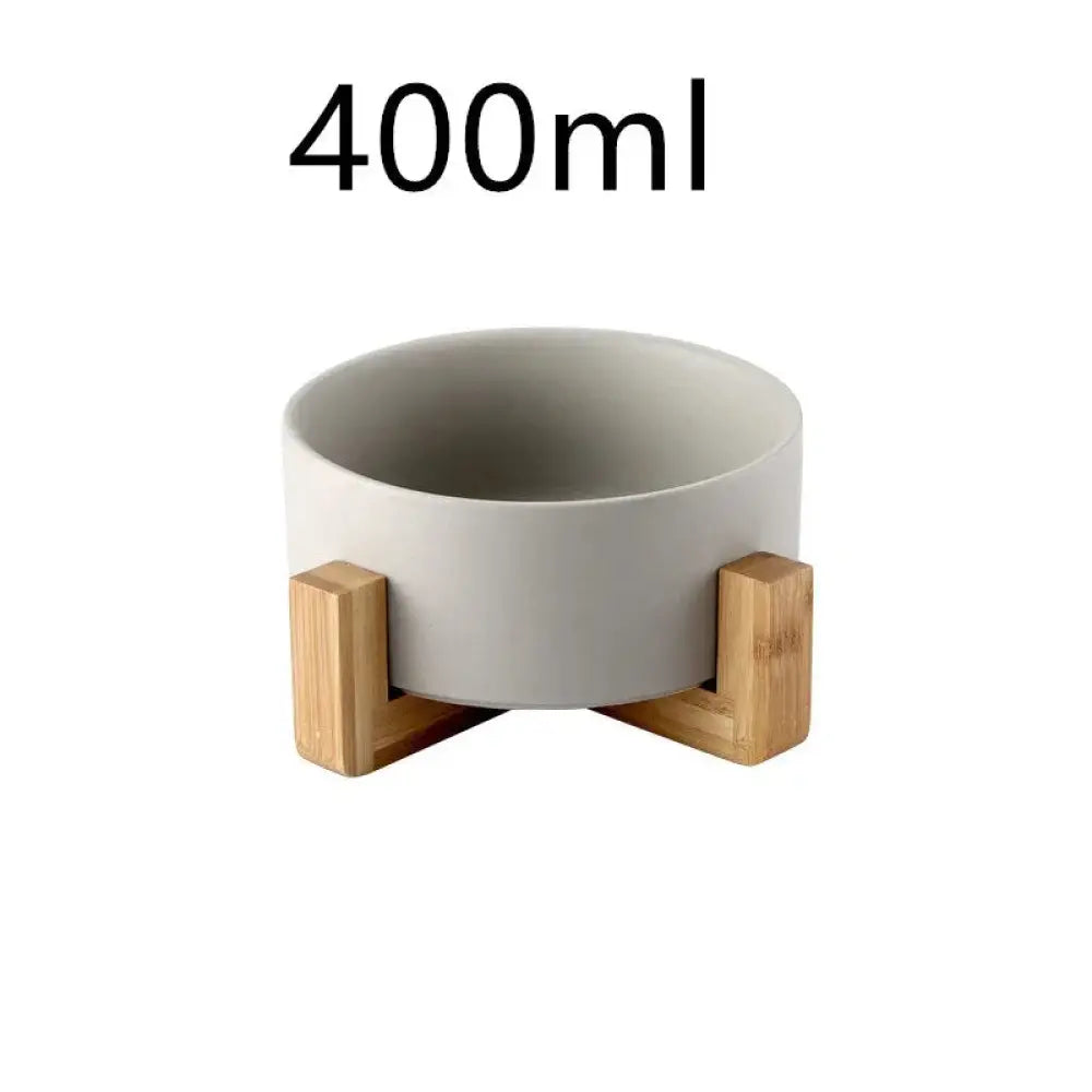 Minimalist Matte Ceramic Bowl Set with Wooden Stands