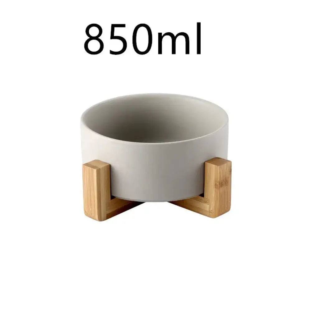 Minimalist Matte Ceramic Bowl Set with Wooden Stands