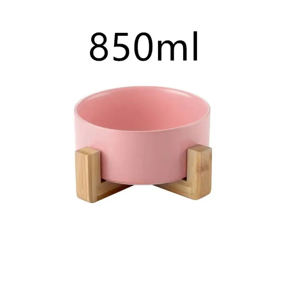 Minimalist Matte Ceramic Bowl Set with Wooden Stands