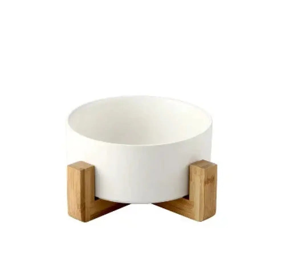 Minimalist Matte Ceramic Bowl Set with Wooden Stands