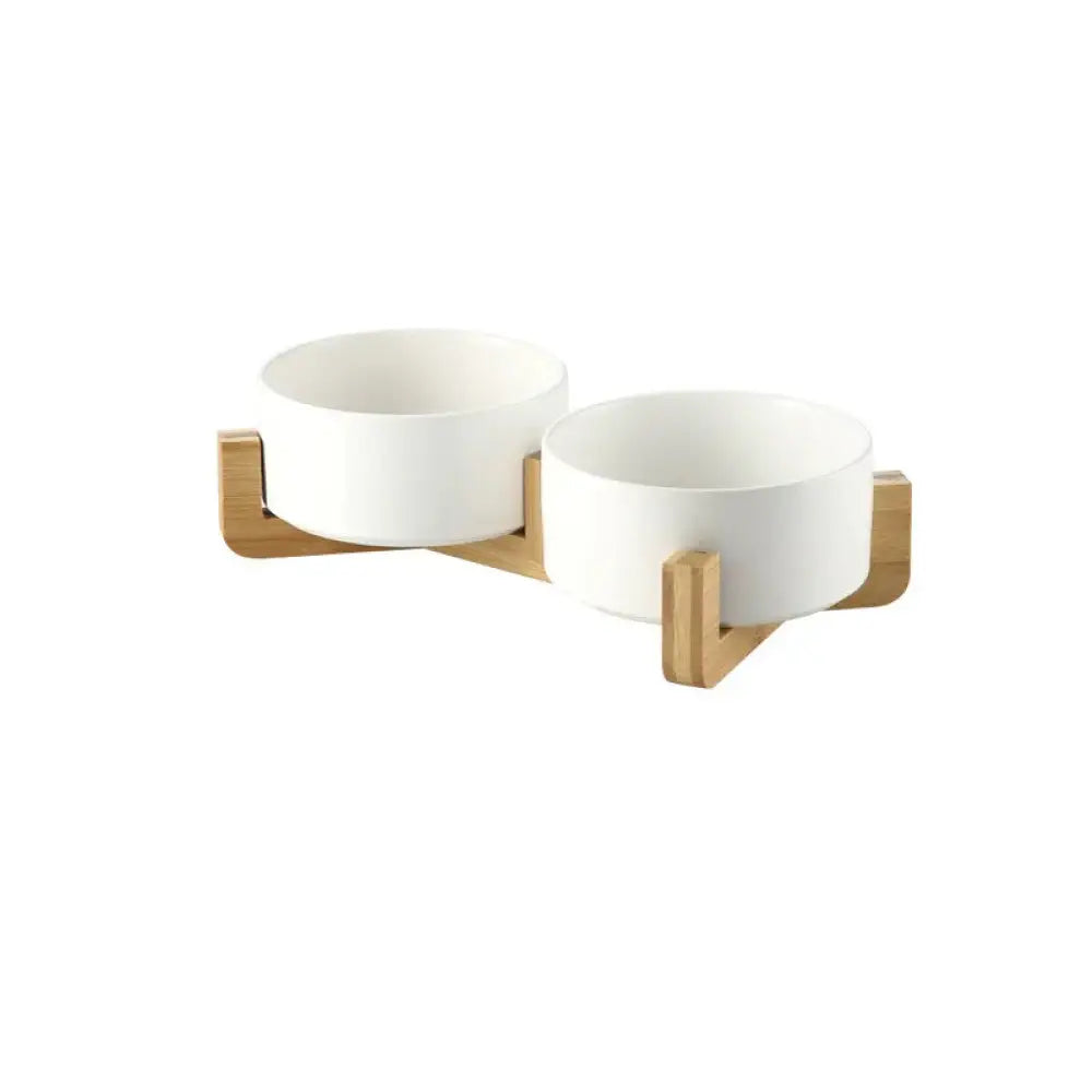 Minimalist Matte Ceramic Bowl Set with Wooden Stands