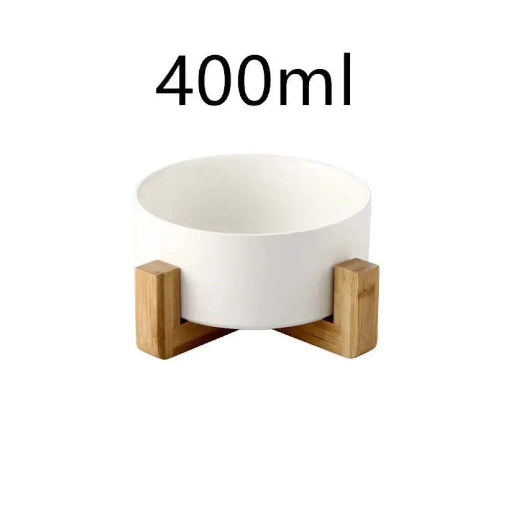 Minimalist Matte Ceramic Bowl Set with Wooden Stands