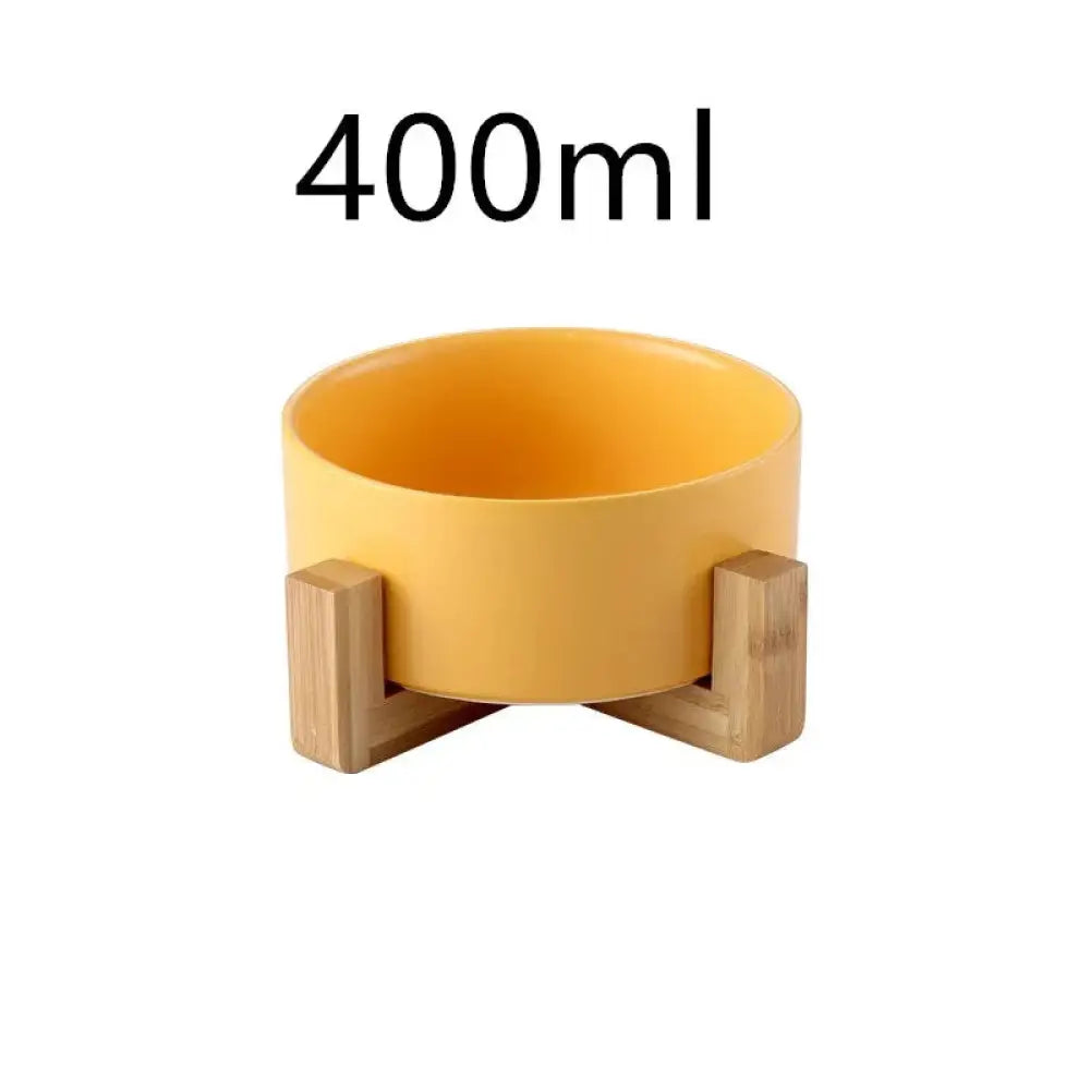 Minimalist Matte Ceramic Bowl Set with Wooden Stands