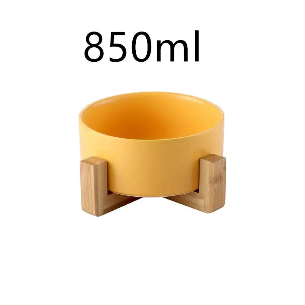 Minimalist Matte Ceramic Bowl Set with Wooden Stands