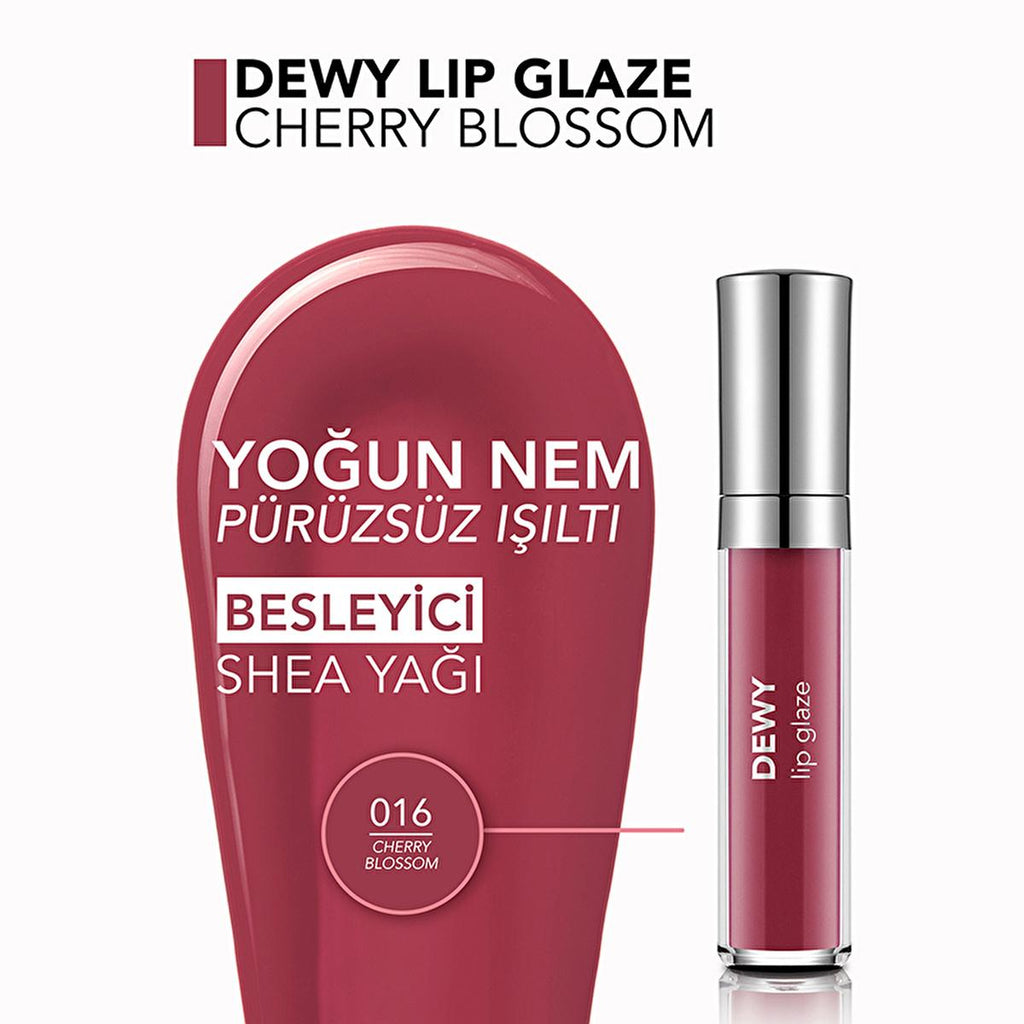 Flormar Dewy Lip Glaze: Hydrating, Non-Sticky, and Shiny Lip Gloss - Cherry Blossom Shade for Smooth, Lasting Shine
