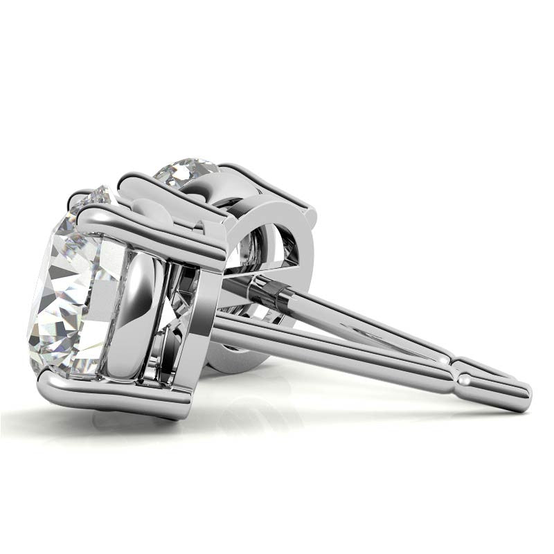 3.50 CTW Lab-Grown Round Diamond Stud Earrings in 14k Gold – E-F/VS AGI Certified