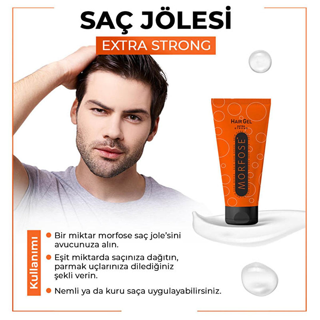 Morfose Extra Strong Hair Gel - 24H Lasting Hold, No Residue - Ultimate Styling Gel for Men & Women - Morfose Hair Styling Products