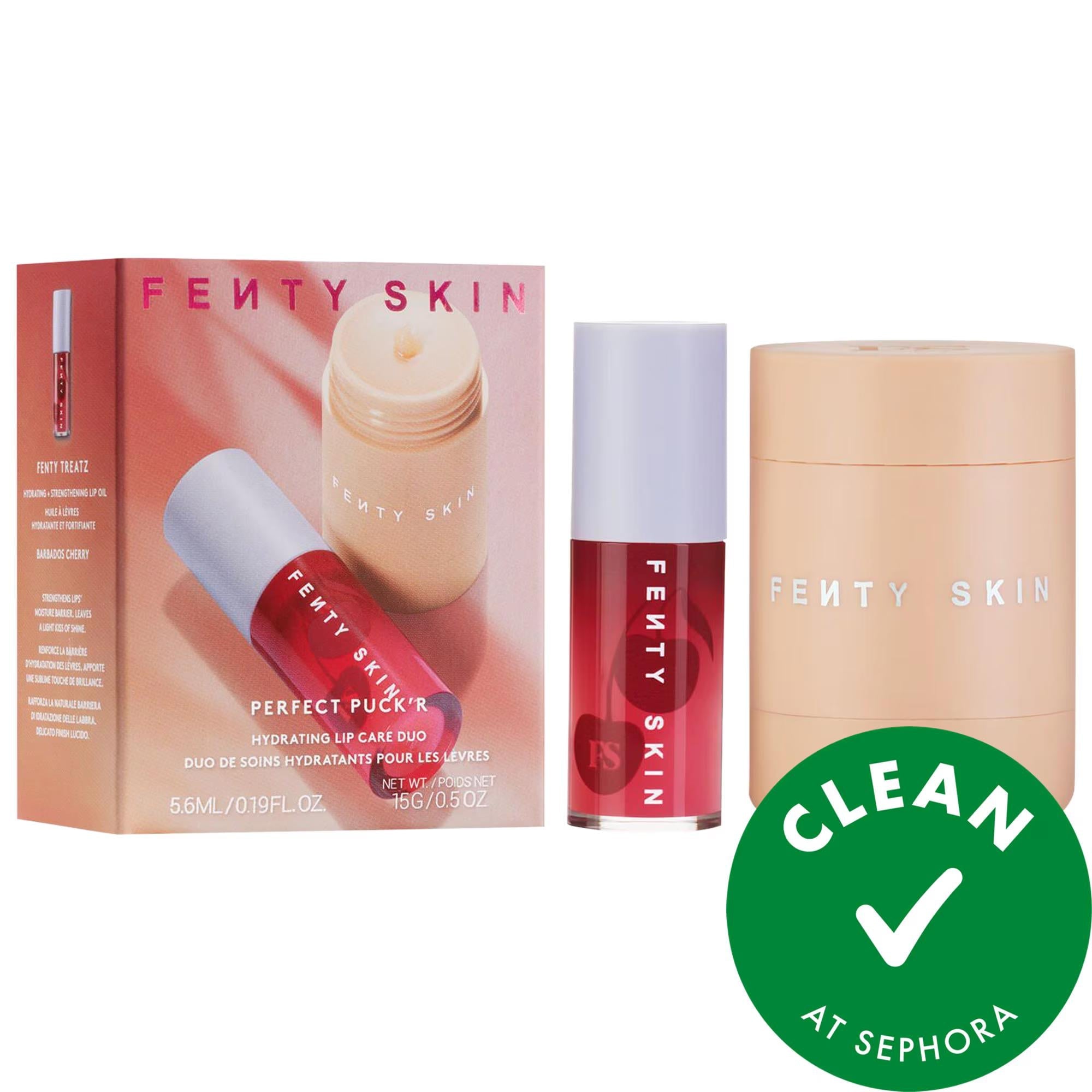 Fenty Beauty Perfect Puck'r Hydrating Lip Care Duo - Vegan Lip Mask & Oil for Dry Lips