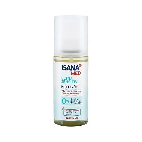 Isana Med: Ultra Sensitive Face & Body Oil - Fragrance-Free, Vegan Formula with Almond Oil & Vitamin E - Soothe, Nourish & Protect Sensitive Skin